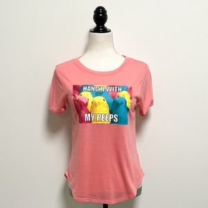 Peeps Hanging With My Peeps Peach Juniors T Shirt